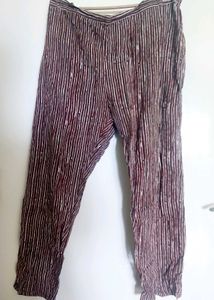 Brown vertical striped cotton salwar
