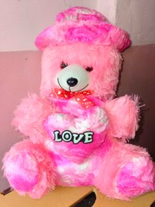 Pink Teddy Bear with LOVE Heart