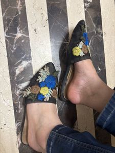Floral Embroidered Mules