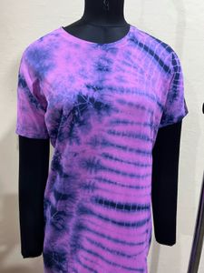 Round Neck Tie Dye Casual Midi Dress