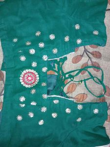 Green Embroidered Saree Blouse