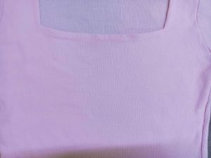 Pink Square Neck Long Sleeve top