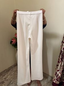White Flared Leg Trousers
