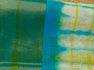 Tie-Dye Saree with Gold Border