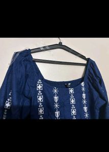 Blue Embroidered Top