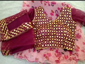 Burgundy &amp; Pink Floral Leghanga