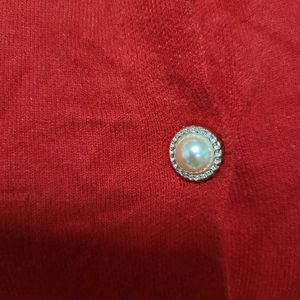 Red Button-Down Cardigan