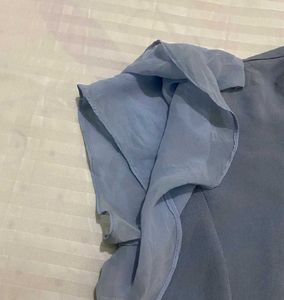 Chic Blue Embellished Top