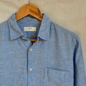UNIQL0 Sky Blue 100% LINEN Shirt