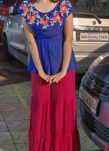 Blue Indowestern Top