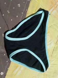 Black Cotton Brief with Blue Trim