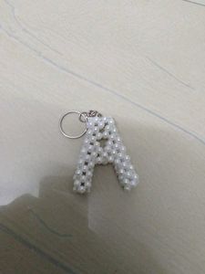 Beaded Letter A Keychain