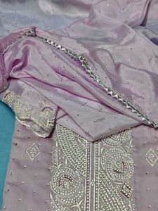 Embroidered unstiched suit for party wear