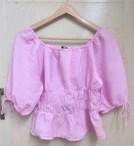 Tokyo Talkies Pink Square Neck Top