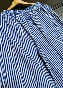 Women Blue Striped Wide Leg Palazzo Pants