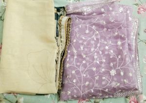 Lilac Floral Embroidered Fabric