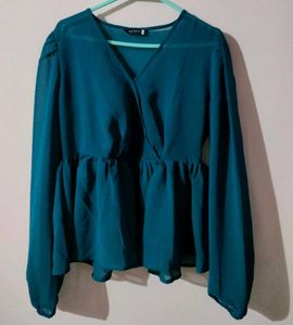 Navy Blue Peplum Top