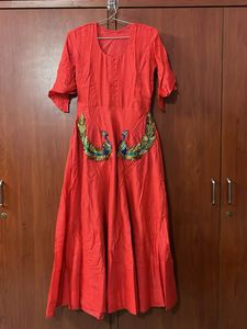 Elegant Red Embroidered Kurta