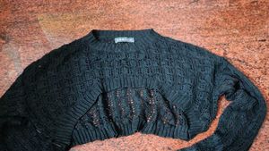 Black Crochet Knit shoulder top