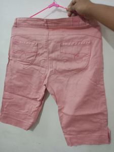 Aesthetic Pink Denim Capri