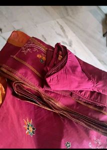 Orange And Lime Green Colour Saree, Pink saree