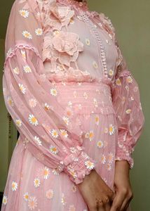 Pink Floral Mesh Dress