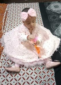 Girls Dress With Shrug And Belt