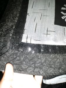 Grey &amp; Black Beautiful Saree With Blouse