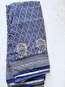 Unused Synthetic Nevi Blue saree