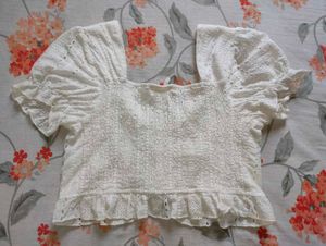 White Eyelet Crop Top