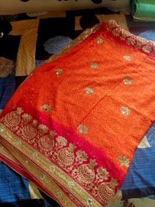 Elegant Red &amp; Orange Saree
