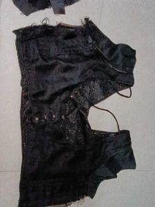 Black Colour Shinny Blouse Festive Wear