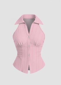 Striped Halter Corset Top