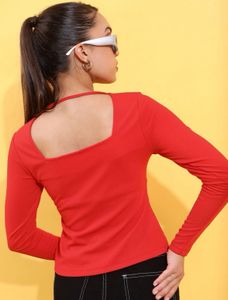 Chic Red Long Sleeve Top