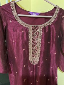 Libas Elegant Maroon Embroidered Kurti