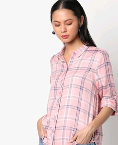 DNMX Pink Checked Oversized Shirt