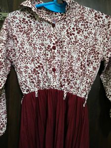 New Modern Floral Print &amp; Pleated Skirt Dress