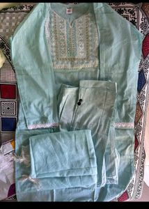 Trendy Women Embroidered Kurti, Pant &amp; Dupatta Set