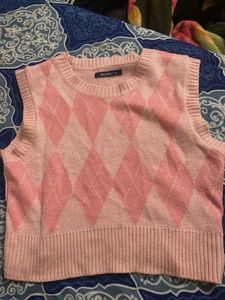 Pink Argyle Sweater Vest