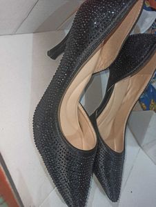 New Black Rhinestone Lino Perros Heels Women