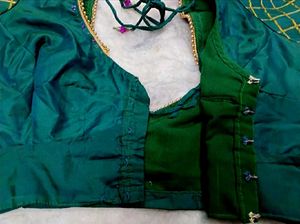 Pure Kanjeevaram Silk Green color Wedding blouse