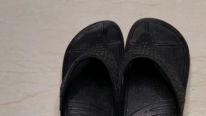 Bata Women black embellished thong slippers