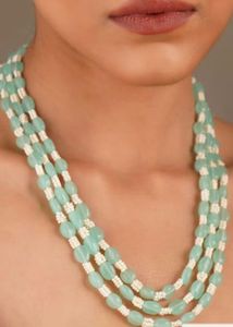 Aqua Beaded Layered Necklace