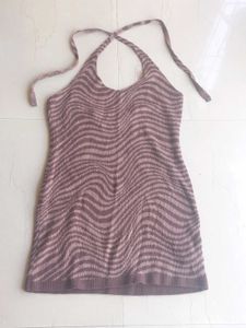H&amp;M Brown Wave Knit Mini Dress