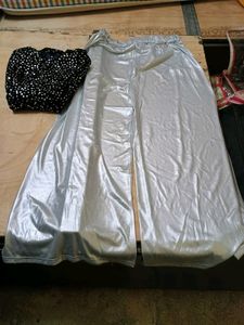New Black Peplum Short Kurti With Shimmer Plazo