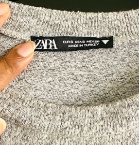 Zara Grey Puff Sleeve Top Size - Small