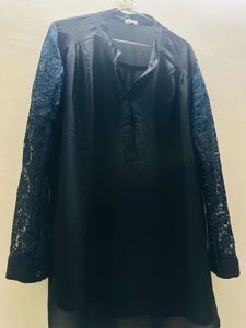 Elegant Black Lace Sleeve Top