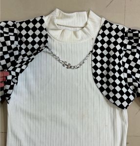 Checkerboard Sleeve Top