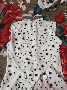 Dalmatian Print Sequin Trim Top