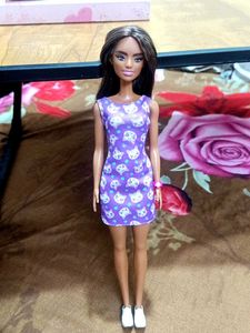 Autumn Brunette Barbie Doll in Cat Dress